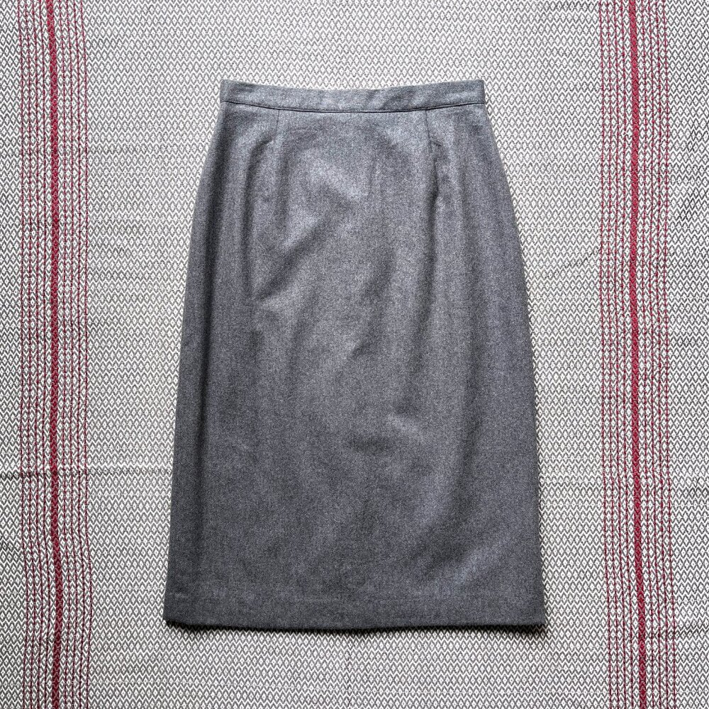 Vintage Women's 70s Ann Stevens Gray Wool Pencil Skirt 28"W